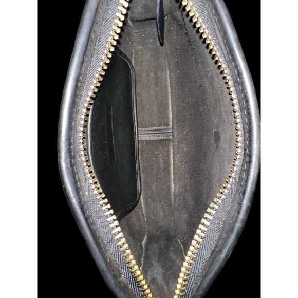 VTG Coach Basic Bag 9455 Black Leather Brass Zippered Clutch 70s NYC Anchor Stam - Picture 8 of 10
